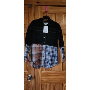 Haptics Black Denim and‎ plaid button down